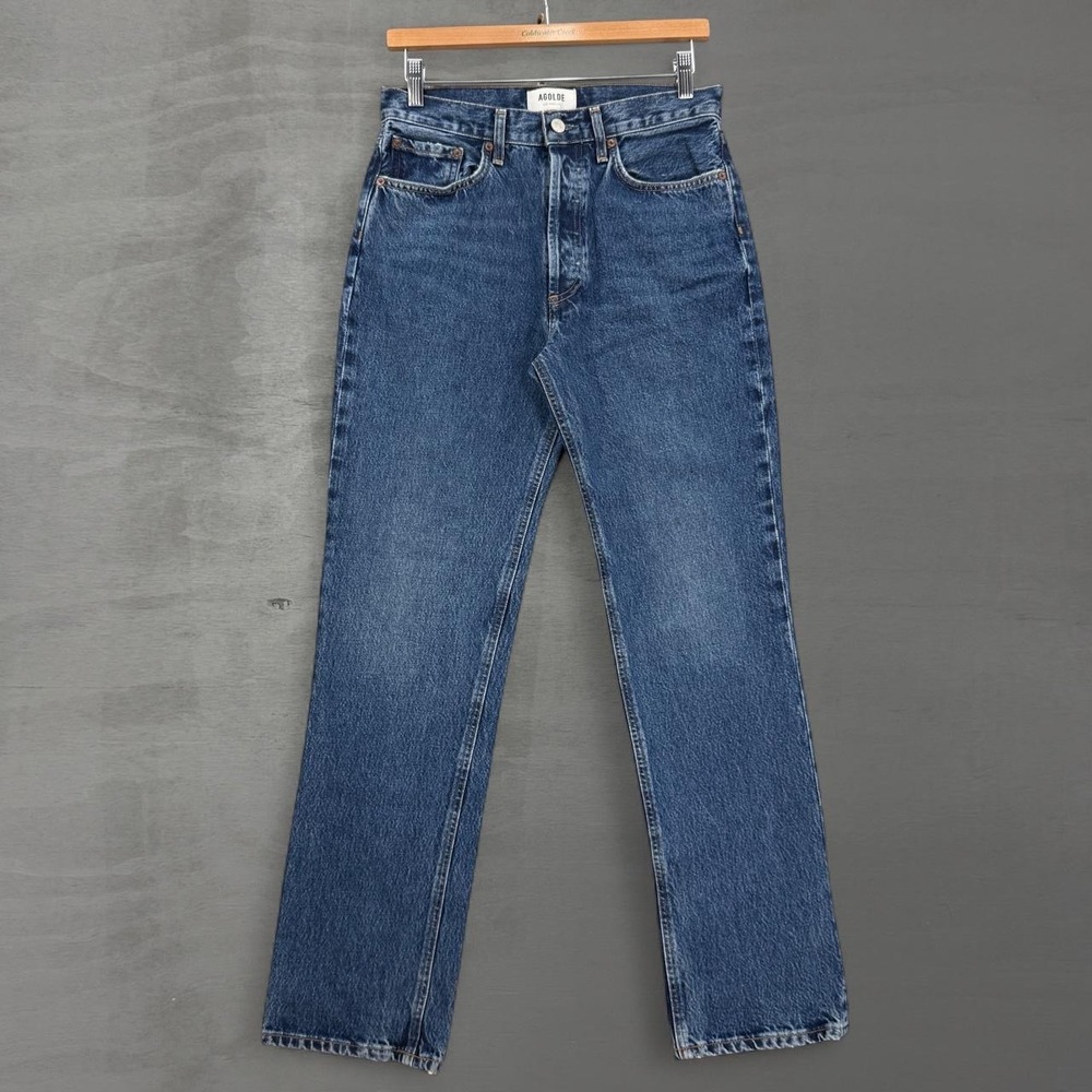 AGOLDE Straight Leg Jeans Blue High Rise Button Fly 26